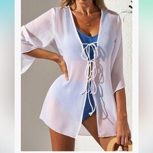 New!❤️🔥 Semi-sheer Swimsuit Cover-Up White